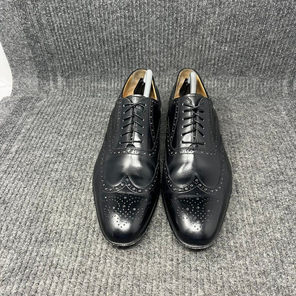 Brooks Brothers MacArthur Wingtip Oxford Black Leather Dress Shoes Mens 10 Italy - Picture 2 of 8